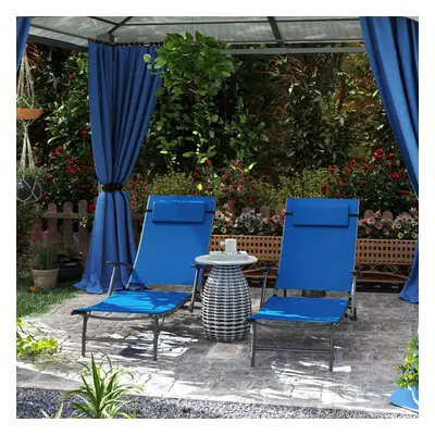 Outsunny Set of Garden Sun Loungers, Folding Chaise Lounge Chairs, Blue