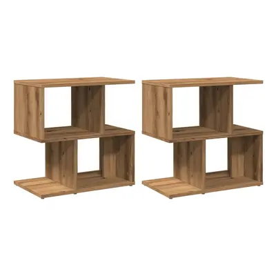 (artisan oak, pcs) vidaXL 1/2x Bedside Cabinet Chipboard Home Telephone Stand Set Multi Colours