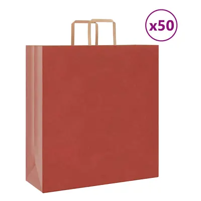 (red, x x cm) vidaXL Paper Bags pcs with Handles White 54x15x49 cm Paper Grocery Bag