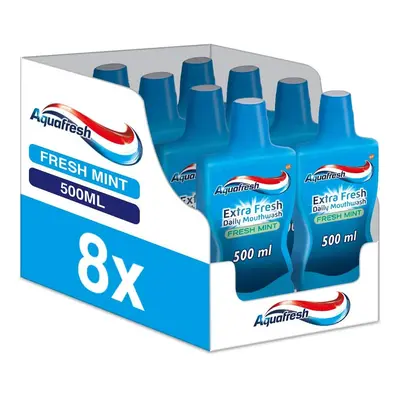 Aquafresh Mouthwash Extra Fresh Daily Mouthwash Fresh Mint 8x500 ml