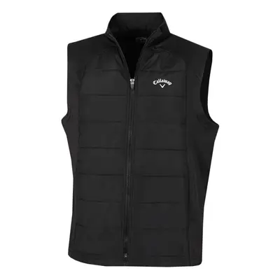 (2XL, Caviar) Callaway Golf Mens Full Zip Puffer Sleeveless Chevron Padded Chest Gilet