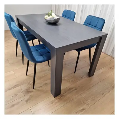 Dining Table and Chairs Black Dark Grey Blue Velvet Chairs Wood Dining Set Furniture