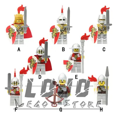 Red Lion Knight Ancient Roman Soldier Building Block Man Castle Mini Figures Set Fit Lego