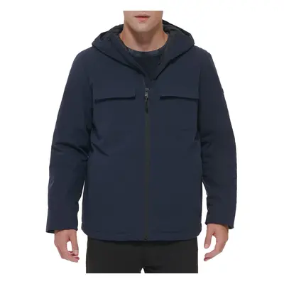 DKNY Men's Performance Tech Hooded Modern Storm Coat Navy