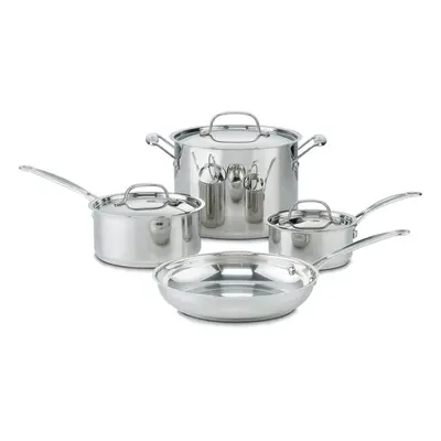 Cuisinart Chefs Classic Stainless 7-Piece Cookware Set,Silver