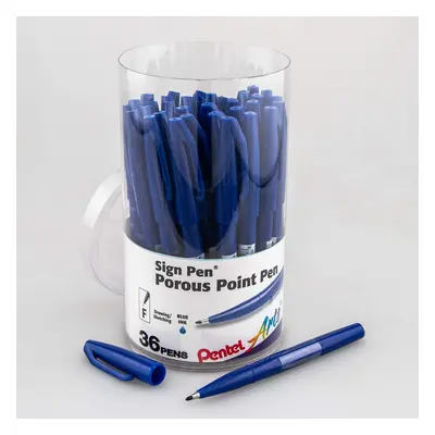 Pentel Arts Sign Pen Fiber-tipped Blue Ink 36-pk Canister (S520PC36C)