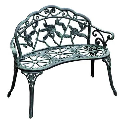 Outsunny Garden Bench Porch Park Chair Seater Antique Rose Style Cast Aluminium