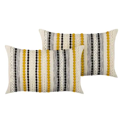 Set of Decorative Cushions ARDISIA Cotton x cm Light Beige Striped