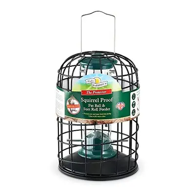 Walter Harrison's Wild Bird Feed Protector squirrel Proof Hanging Fat Ball and Suet Roll Feeder 