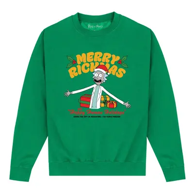 (L, Celtic Green) Rick And Morty Unisex Adult Happy Human Holidays Sweatshirt