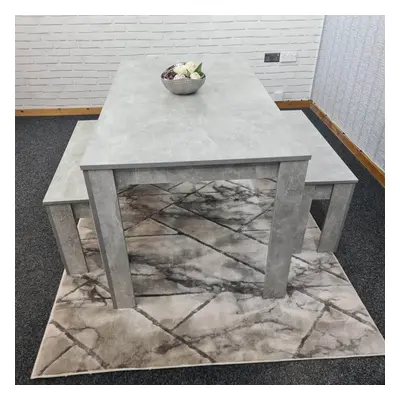 Stone Grey Dining Table & Benches