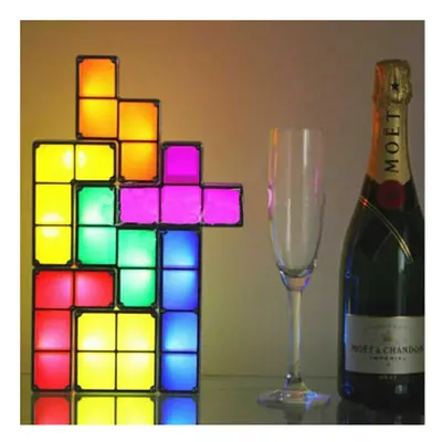 Tetris LED Night Light Colorful Stackable Tangram Puzzles Pieces Induction