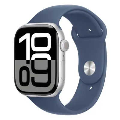 Apple Watch Series 46mm (GPS) (MWWL3, Silver Aluminium Denim Sport Band - S/M)