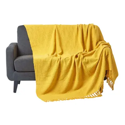 (Ochre Yellow, x cm) Nirvana Slub Cotton Throw