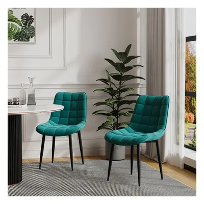 (4pcs, Green) Nova Modern Velvet Dining Chair Padded Seat Metal Legs