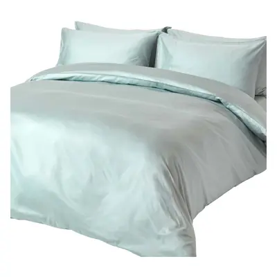 (Single, Duck Egg Blue) Duvet Cover with Pillowcase Thread Count