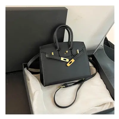 (Black large) Fashionable lock Birkin bag hand-held shoulder crossbody bag