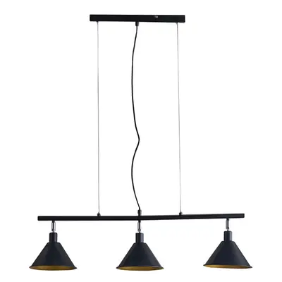 Modern Way Suspended Ceiling Light with Matt Black/Gold Metal Cone Shades - Complete with a 4w L