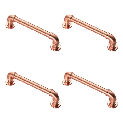 4x Pipe Design Cabinet Pull Handle 128mm Fixing Centres 12mm Dia Satin Copper