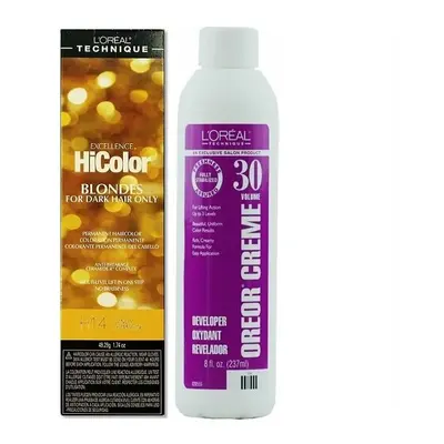 (H14+Dev(Vol.30)8oz) H14 Vanilla Champagne L'Oreal Excellence HiColor BLONDES For Dark Hair Only