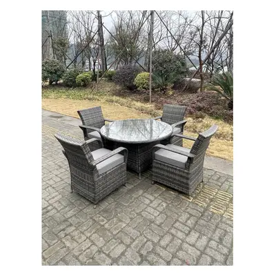 Fimous Rattan Garden Furniture Dining Set Table And Chair Wicker Patio