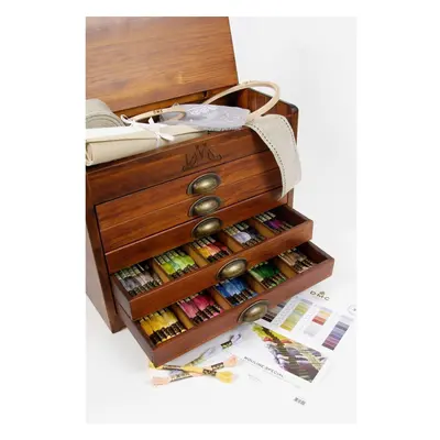 DMC Wooden Collectors Box includes one each of all Stranded Cotton Threads