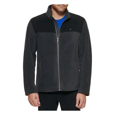 Tommy Hilfiger mens Classic Zip Front Polar Fleece Jacket BlackCharcoal Medium US