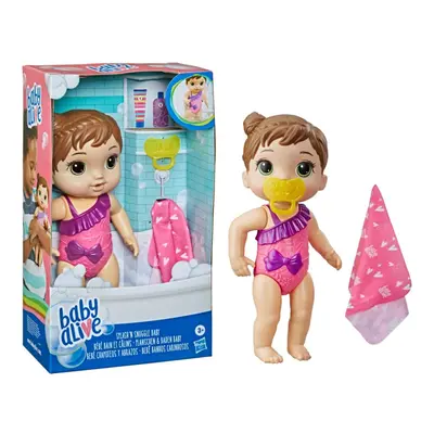 Baby Alive Splash'n Snuggle Baby Brown Hair Doll for Water Play with