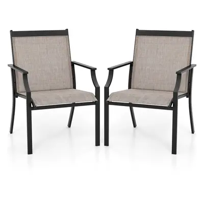 Set of Patio Dining Chairs Outdoor Garden Porch Armchairs w/ Breathable Seat