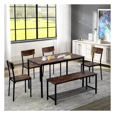 Industrial Style Dining Table Chair and Bench Set