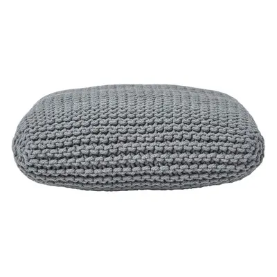 (Grey) Knitted Cotton Pouffe Floor Cushion Square