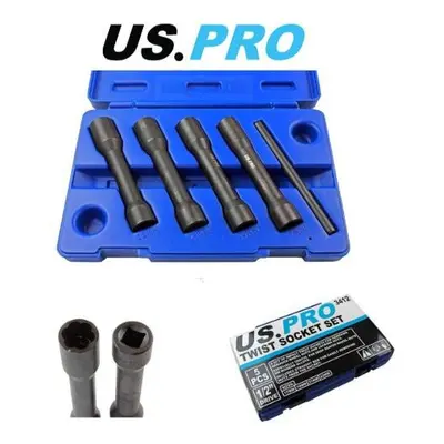 US PRO Tools 5PC 1/2" DR Impact Twist Socket Set Damaged Nuts Bolts & Studs Removal