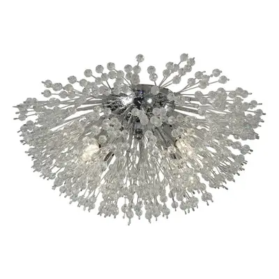 Searchlight Sunburst Light Flush Chrome, Glass Beads