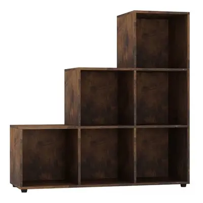 (Rustic Brown) Cube Step Storage Unit Shelf Organiser Bookcase