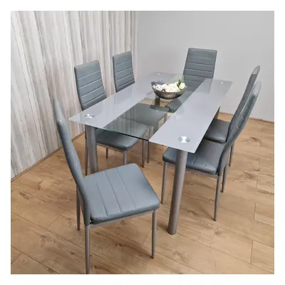 (Table with chairs) GLASS GREY DINING TABLE SET AND OR GREY CHAIRS