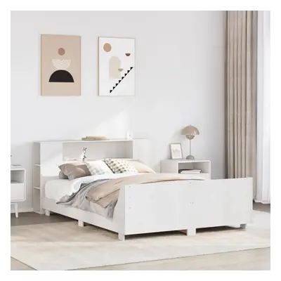 vidaXL Bed Frame without Mattress White 150x200 cm King Size Solid Wood Pine