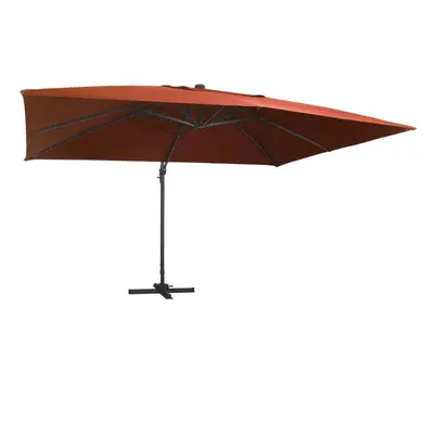 (terracotta) vidaXL Cantilever Umbrella with LED Lights Garden Sunshade Outdoor Parasol