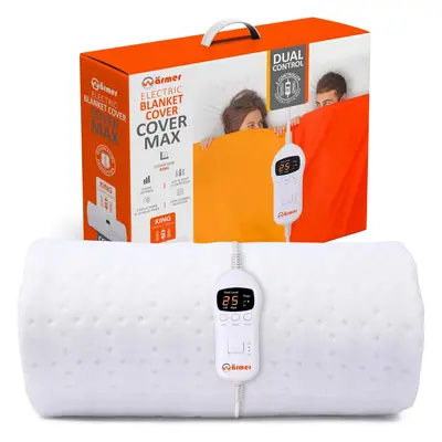 (King) Electric Blanket - King Size, Maximum Coverage, Left & Right Dual Heating Zones, Heat Set