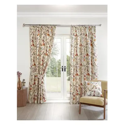 (Multi, 66x72") Sundour Grove Floral Pencil Pleat Taped Curtains Drapes Curtain Pair