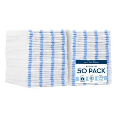 VIKING Bulk Edgeless Microfiber Cleaning Cloths White and Blue Stripe Pack