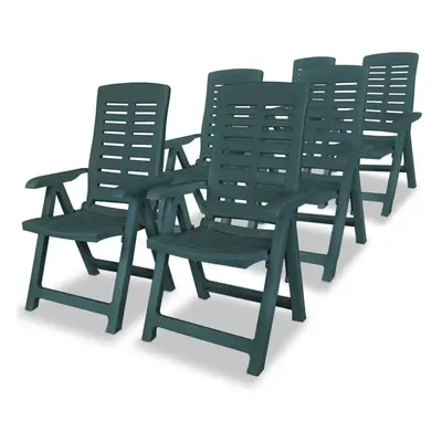 vidaXL 6x Reclining Garden Chairs 60x61x108cm Plastic Green Foldable Seat