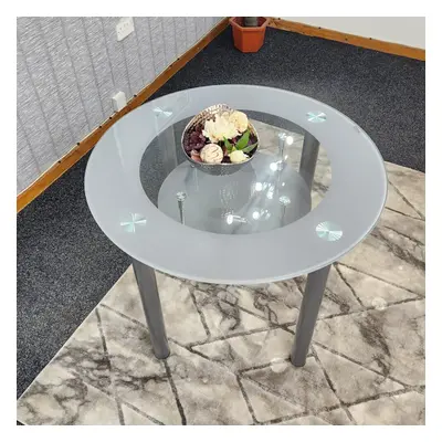 Glass Grey Dining Table Round Dining Table Dining Room Kitchen Furniture