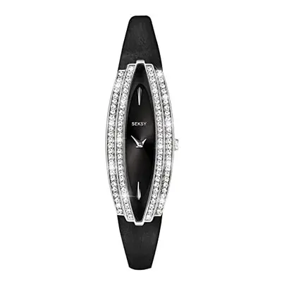 Seksy Women's 18.00mm Quartz Watch with Black Analogue dial and Black Leather Strap