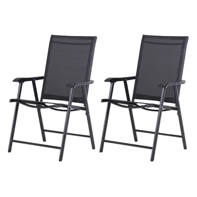 Outsunny 2-PCS Garden Armchairs Outdoor Patio Folding Modern Furniture Black