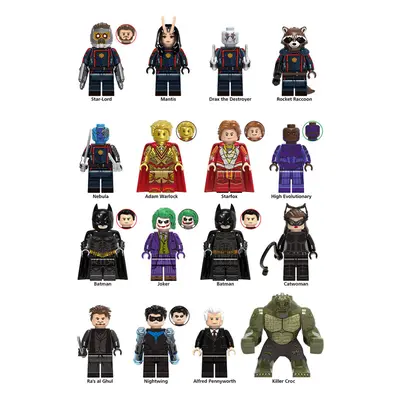 (Style C 16pcs) 8pcs/16PCS DC Marvel Superheroes Minifigures Toys Fit Lego