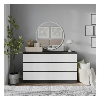 (Black Carcass + White Drawers) 120cm Modern Wooden Chest of Drawers Bedroom Furniture Storage B