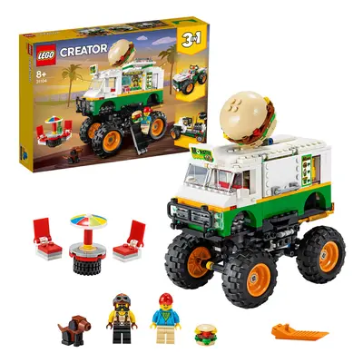 LEGO Creator 3in1 Monster Burger Truck Toy - Off Roader - Tractor Hauler Building Set, Vehicle C