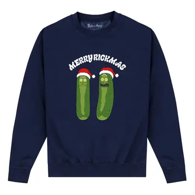 (M, Navy) Rick And Morty Unisex Adult Pickle Rick Christmas Sweatshirt