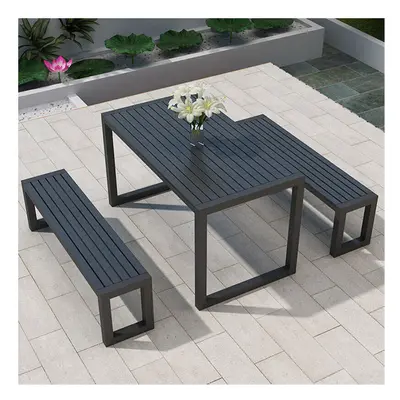 3pcs Garden Table & Bench Outdoor Patio Dining Furniture Set