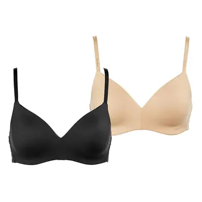 Calvin Klein Womens 2-Pack Lightly Lined Wirefree Bra (Black/Bare Small)